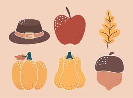 icon set thanksgiving vector