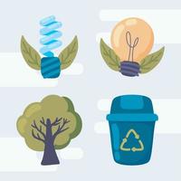 iconos, energía verde vector