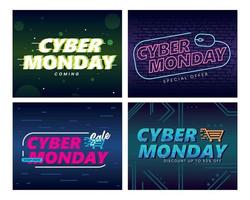 set of cyber monday vector