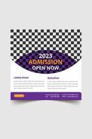 Kids back to school education admission social media post and web banner template with creative modern Editable poster design template vector