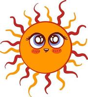 Smiling sun, illustration, vector on white background.