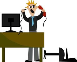 Angry receptionist, illustration, vector on white background.
