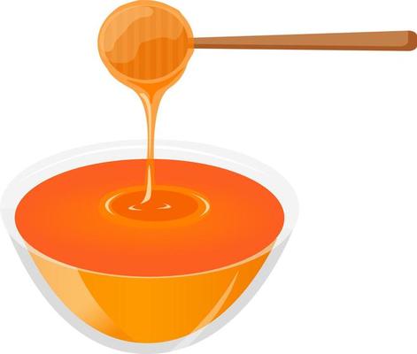 Honey bowl ,illustration, vector on white background.