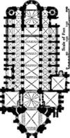 Plan of Cathedral at Mainz AD 976 vintage engraving. vector