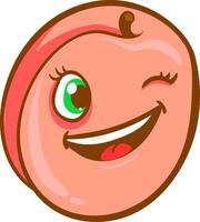 Apricot winking, illustration, vector on white background