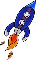 Blue space rocket, illustration, vector on white background