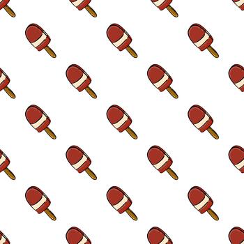 Red ice cream ,seamless pattern on white background. vector