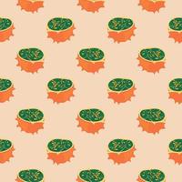 Horned melon ,seamless pattern on beige background. vector