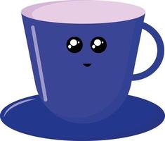 Cute blue cup, illustration, vector on white background.