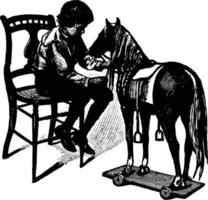 caballo de juguete, ilustración vintage. vector