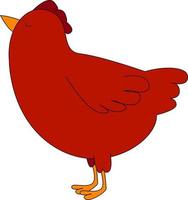 Red funny chicken, illustration, vector on white background.