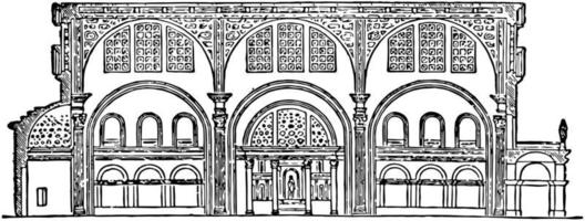 basílica de constantino, sección de la basílica de maxentius, grabado antiguo. vector