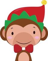 Christmas monkey, illustration, vector on white background.