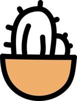 Old lady cactus in a pot, icon illustration, vector on white background