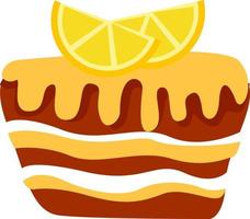 Lemon cake, illustration, vector on white background.