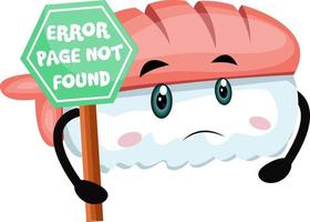 Sushi with 404 error, illustration, vector on white background.