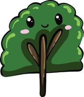 Happy green tree, illustration, vector on a white background.