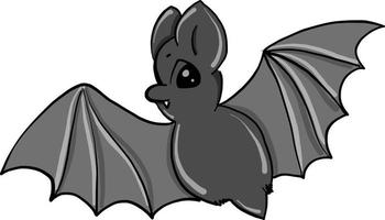 Grey bat with eyes, illustration, vector on white background
