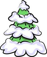 Tree with snow, illustration, vector on white background.