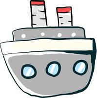 Grey ship, illustration, vector on white background.