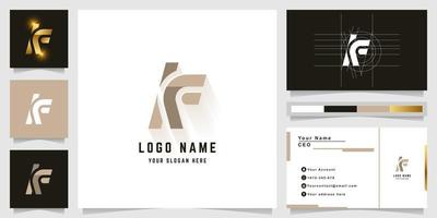 Letter KF or if monogram logo with business card design vector