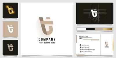 Letter ti or tu monogram logo with business card design vector