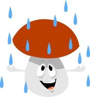 Mushroom on rain, illustration, vector on white background.