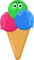 Ice cream, illustration, vector on white background.