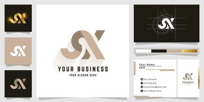 Letter SX or NX monogram logo with business card design vector