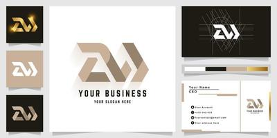 Letter zW or aW monogram logo with business card design vector