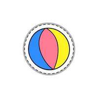 Doodle sticker with beach ball. vector