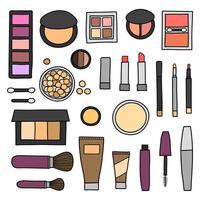 Hand drawn collection of cosmetics. vector