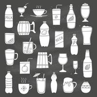 Set of doodle drinks. vector