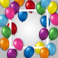 Background with helium balloons and frame. vector