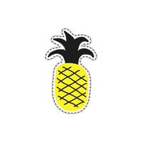 Doodle sticker with pineapple. vector