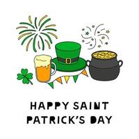 Composition of hand drawn items for Saint patrick s day. vector