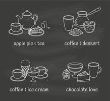 Different groups of desserts and beverages. vector