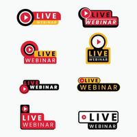 Youtube Logo Live Webinar Badges Set vector