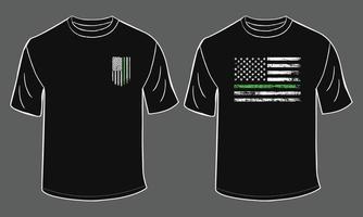 Thin Green Line With USA Flag Design vector