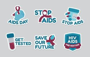 AIDS Day Sticker Collection vector