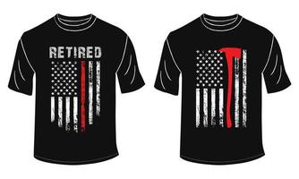 Retired Firefighter. Fire Fighter Axe T Shirt Design vector