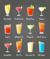 Popular alcoholic drinks set. vector