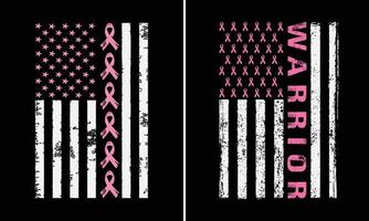 diseño de guerrero de cáncer de mama de bandera americana vector