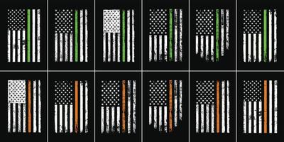 Thin Green Line - Thin Orange Line Flag Design vector