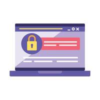 secure padlock in laptop vector