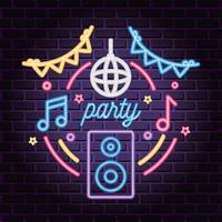 neon party lettering vector