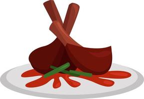 Rack of lamb, illustration, vector on white background.