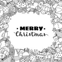 Background with doodle Christmas items. vector