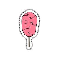 Doodle sticker with cotton candy. vector