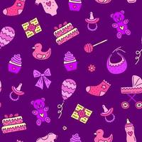 Seamless pattern with baby shower doodles. vector